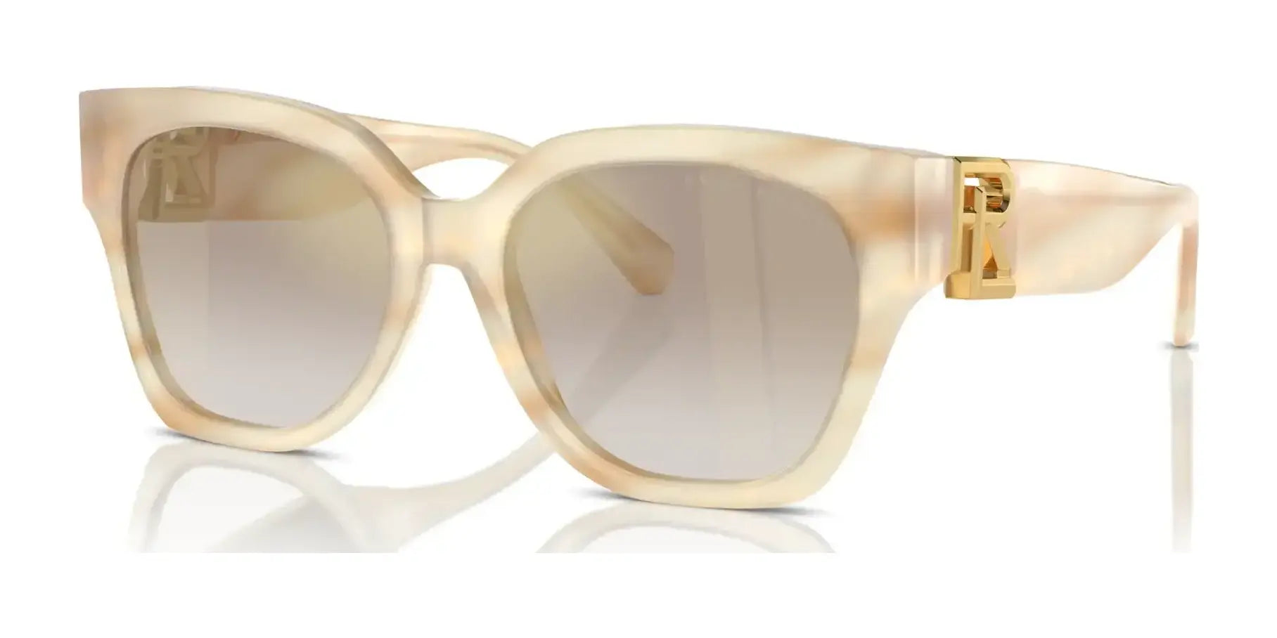 Ralph Lauren THE OVERSZED RICKY RL8221 Sunglasses Oystershell Cream / Brown Gradient Mirror Gold