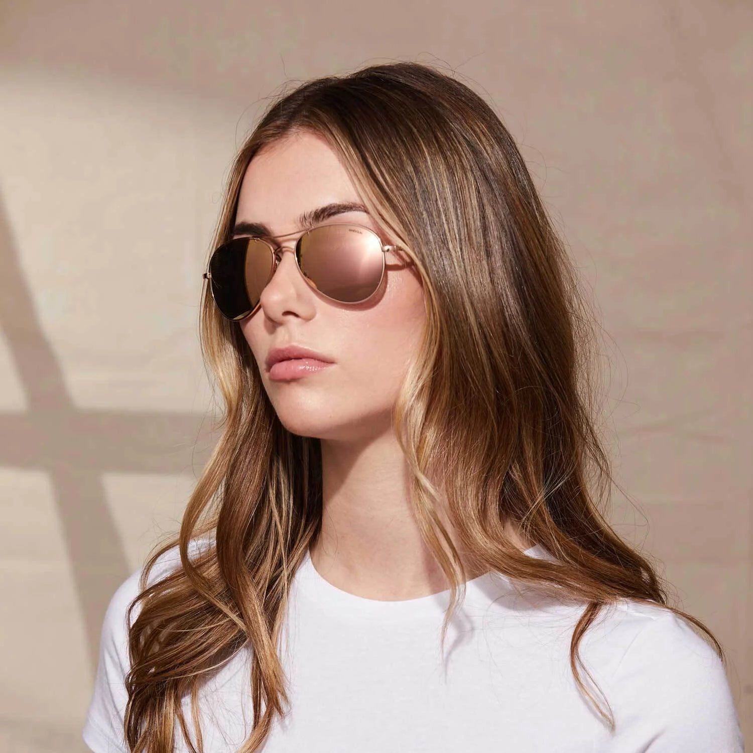 Randolph AMELIA Sunglasses / 22k Rose Gold / Rose Gold Polarized Mirror Nylon