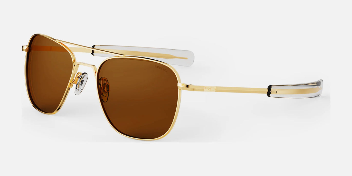 Randolph AVIATOR Sunglasses | Size 55 / 23k Gold / American Tan Polarized Glass