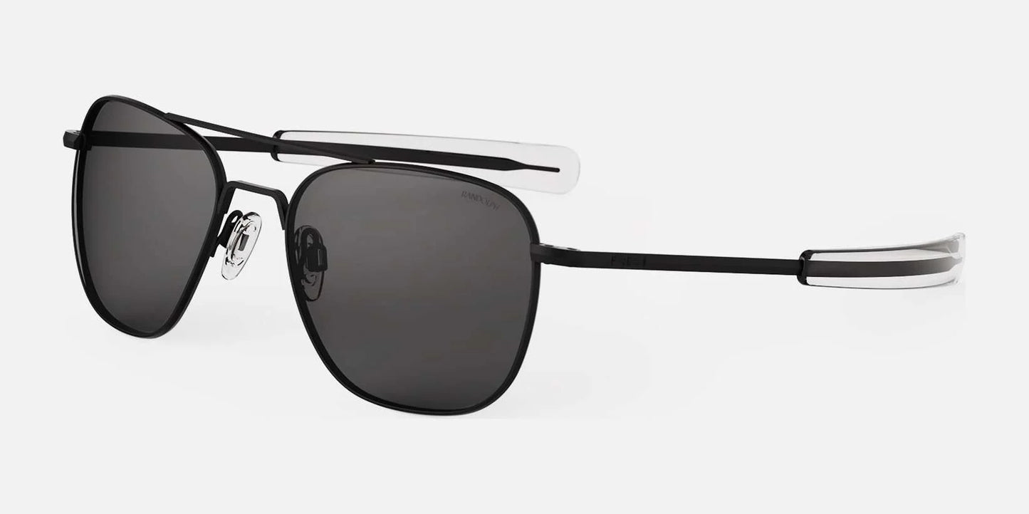 Randolph AVIATOR Sunglasses | Size 55 / Matte Black / American Gray Polarized Glass