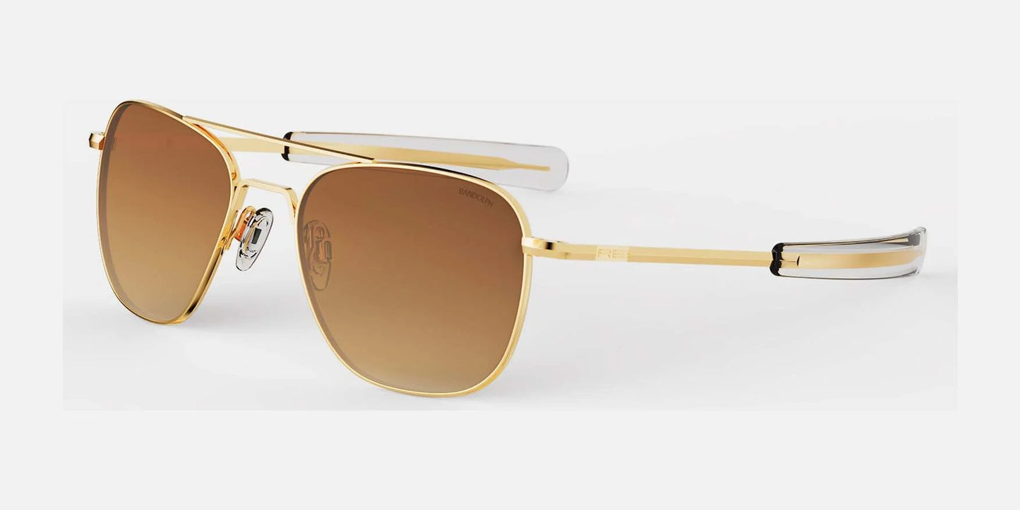 Randolph AVIATOR Sunglasses | Size 55 / 23k Gold / Cape Sand Non-Polar Gradient Nylon