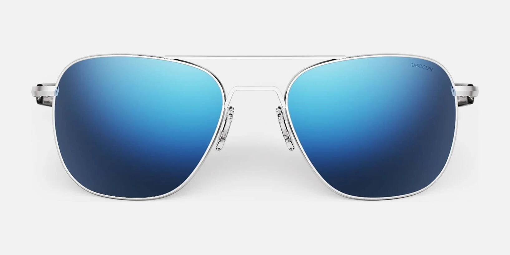 Randolph AVIATOR Sunglasses | Size 55 / Matte Chrome / Atlantic Blue Polarized Mirror Nylon