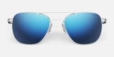 Randolph AVIATOR Sunglasses | Size 58 / Matte Chrome / Atlantic Blue Polarized Mirror Nylon