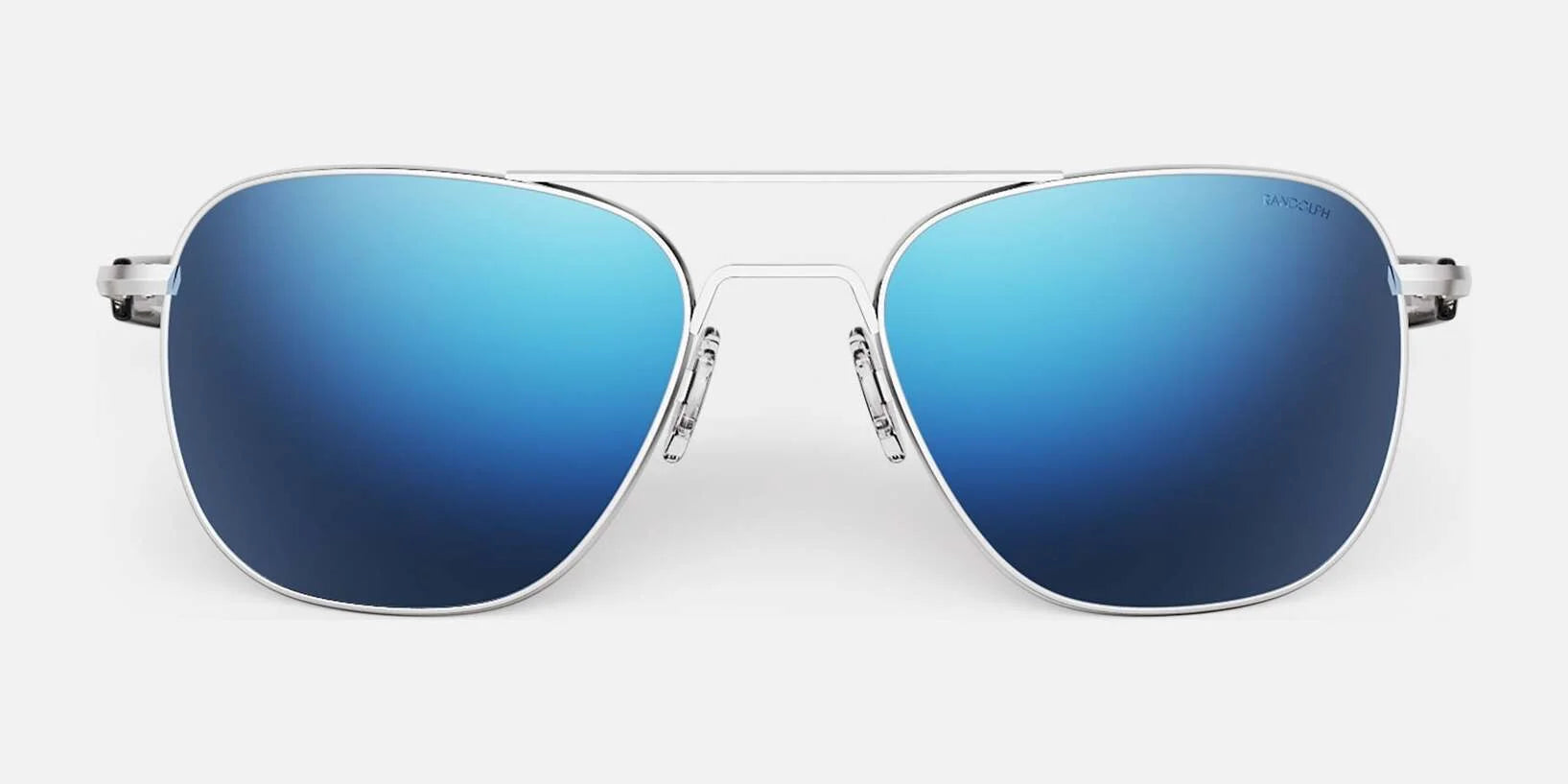 Randolph AVIATOR Sunglasses | Size 61 / Matte Chrome / Atlantic Blue Polarized Mirror Nylon