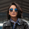 Randolph AVIATOR Sunglasses | Size 61 / Matte Chrome / Nylon Atlantic Blue (Non-Polar)