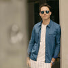 Randolph AVIATOR Sunglasses | Size 55 / Matte Chrome / Nylon Atlantic Blue (Non-Polar)
