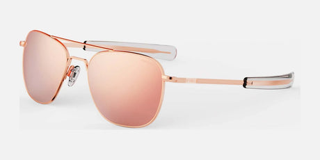 Randolph AVIATOR Sunglasses | Size 55 / 22k Rose Gold / Rose Gold Polarized Mirror Nylon