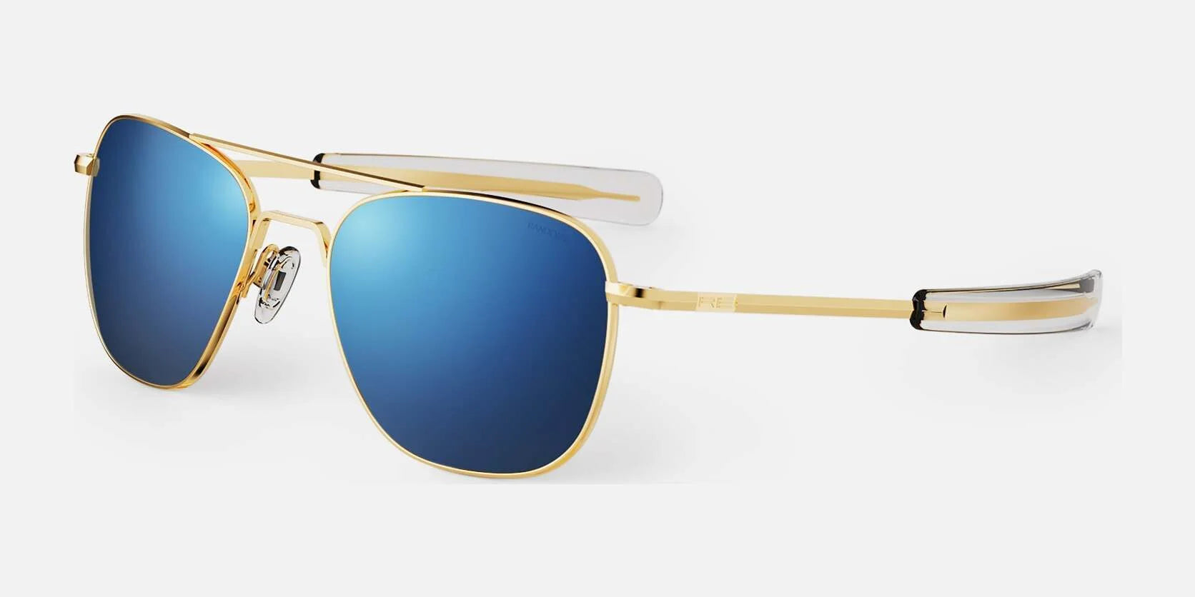 Randolph AVIATOR Sunglasses | Size 58 / 23k Gold / Atlantic Blue Polarized Mirror Nylon