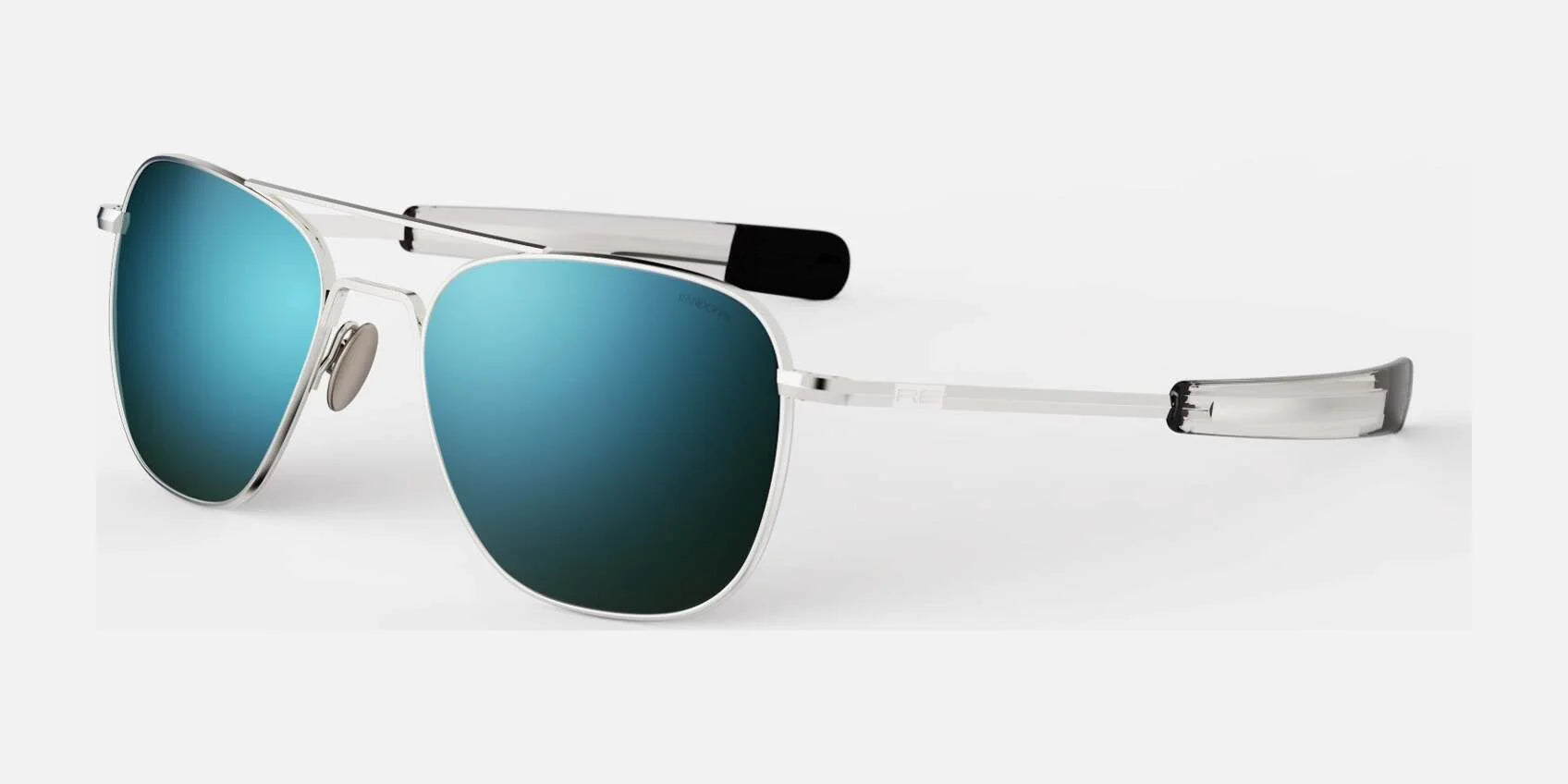 Randolph AVIATOR Sunglasses | Size 55 / 23k White Gold / Cobalt Polarized Glass
