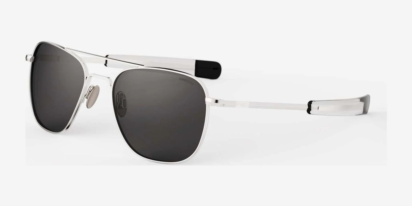 Randolph AVIATOR Sunglasses | Size 55 / 23k White Gold / American Gray Polarized Glass