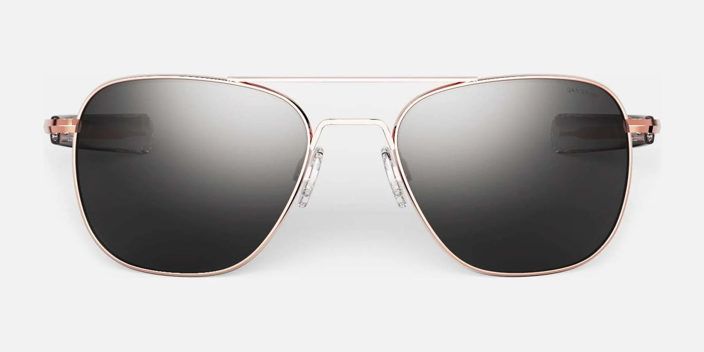 Randolph AVIATOR Sunglasses | Size 55 / 22k Rose Gold / American Gray Polarized Glass
