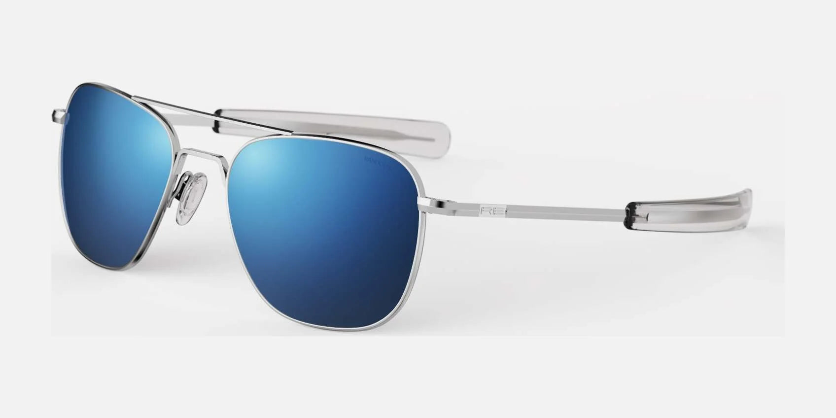 Randolph AVIATOR Sunglasses | Size 55 / Bright Chrome / Atlantic Blue Polarized Nylon