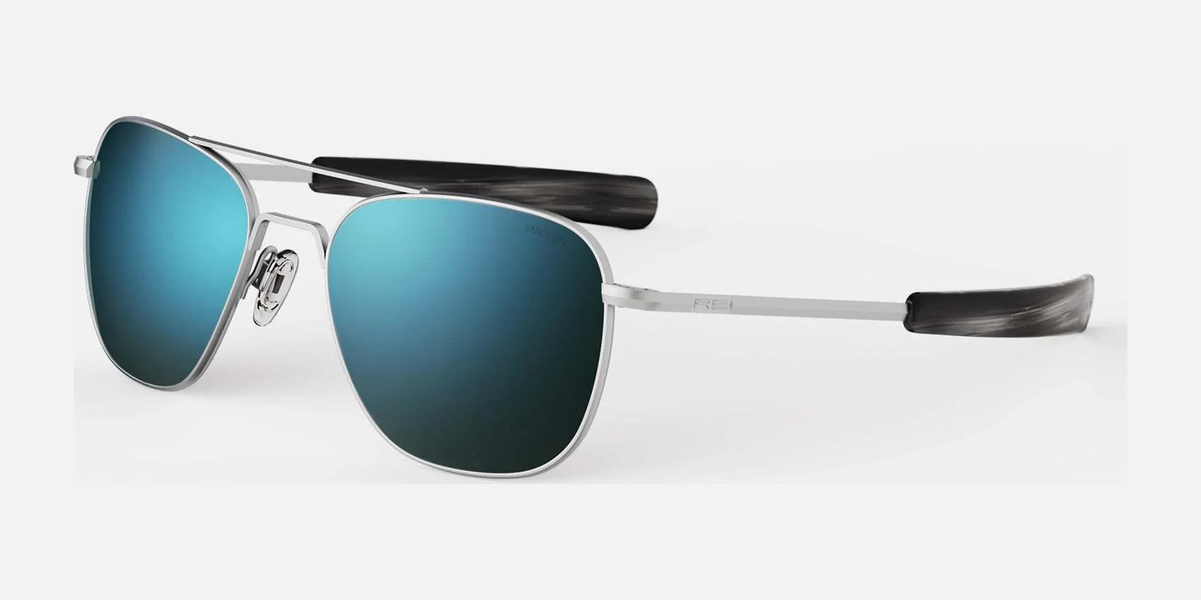 Randolph AVIATOR Sunglasses | Size 52 / Matte Chrome / Cobalt Polarized Glass