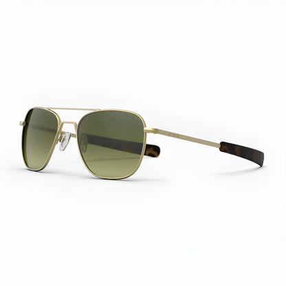 Randolph AVIATOR Sunglasses | Size 52 / 23k Satin Gold / Evergreen Polarized Gradient Nylon