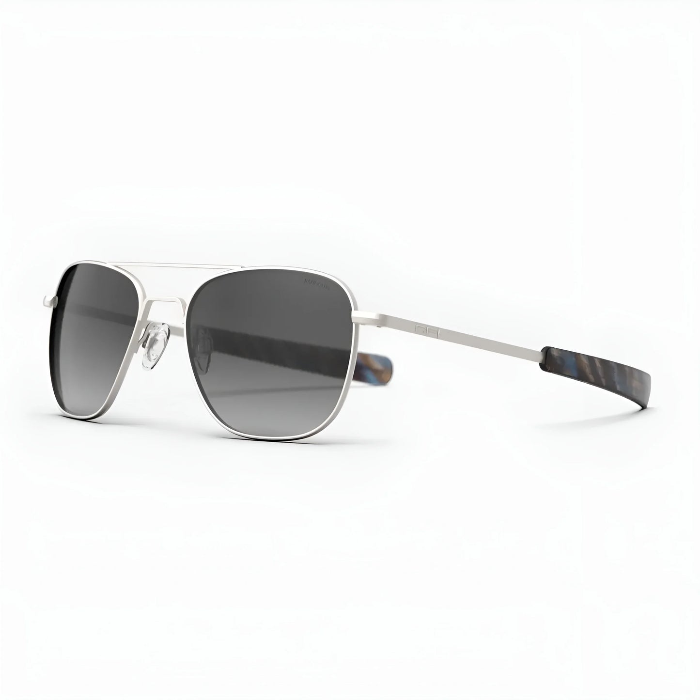 Randolph AVIATOR Sunglasses | Size 55 / Satin Silver / Coastal Gray Polarized Gradient Nylon