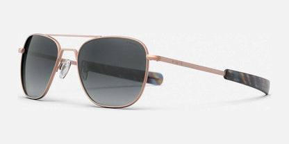 Randolph AVIATOR Sunglasses | Size 52 / 22k Satin Rose Gold / Slate Polarized Gradient Nylon