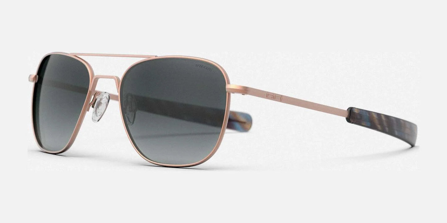 Randolph AVIATOR Sunglasses | Size 58 / 22k Satin Rose Gold / Slate Polarized Gradient Nylon