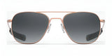 The Randolph AVIATOR Sunglasses in Size 58 feature a sleek rose gold frame with dark lenses, providing excellent protection, and are stylishly displayed on a white background.