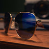 Randolph AVIATOR Sunglasses | Size 58 / Matte Chrome / Nylon Atlantic Blue (Non-Polar)