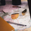 Randolph AVIATOR Sunglasses | Size 55 / Matte Chrome / Nylon Atlantic Blue (Non-Polar)