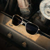 Randolph AVIATOR Sunglasses | Size 58 / Matte Chrome / Nylon Atlantic Blue (Non-Polar)