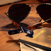 Randolph CONCORDE Sunglasses / Matte Chrome / Nylon Atlantic Blue (Non-Polar) / Size 64