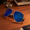 Randolph CONCORDE Sunglasses / Matte Chrome / Nylon Atlantic Blue (Non-Polar) / Size 64