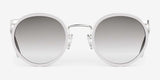 The Randolph P3 FUSION Sunglasses in size 51 feature a round, silver frame with gradient lenses, a keyhole bridge, and metal nose pads. Crafted from high-quality materials and designed for UV protection, these stylish sunglasses are showcased on a white background.