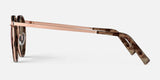 Side view of Randolph P3 FUSION Sunglasses (Size 51) by Randolph, featuring stylish rose gold hinges and tortoiseshell-patterned temples, offering superior protection. Handcrafted in the USA, displayed on a white background.