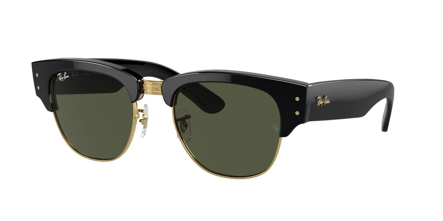 Ray-Ban MEGA CLUBMASTER RB0316S Sunglasses Black On Gold / G-15 Green