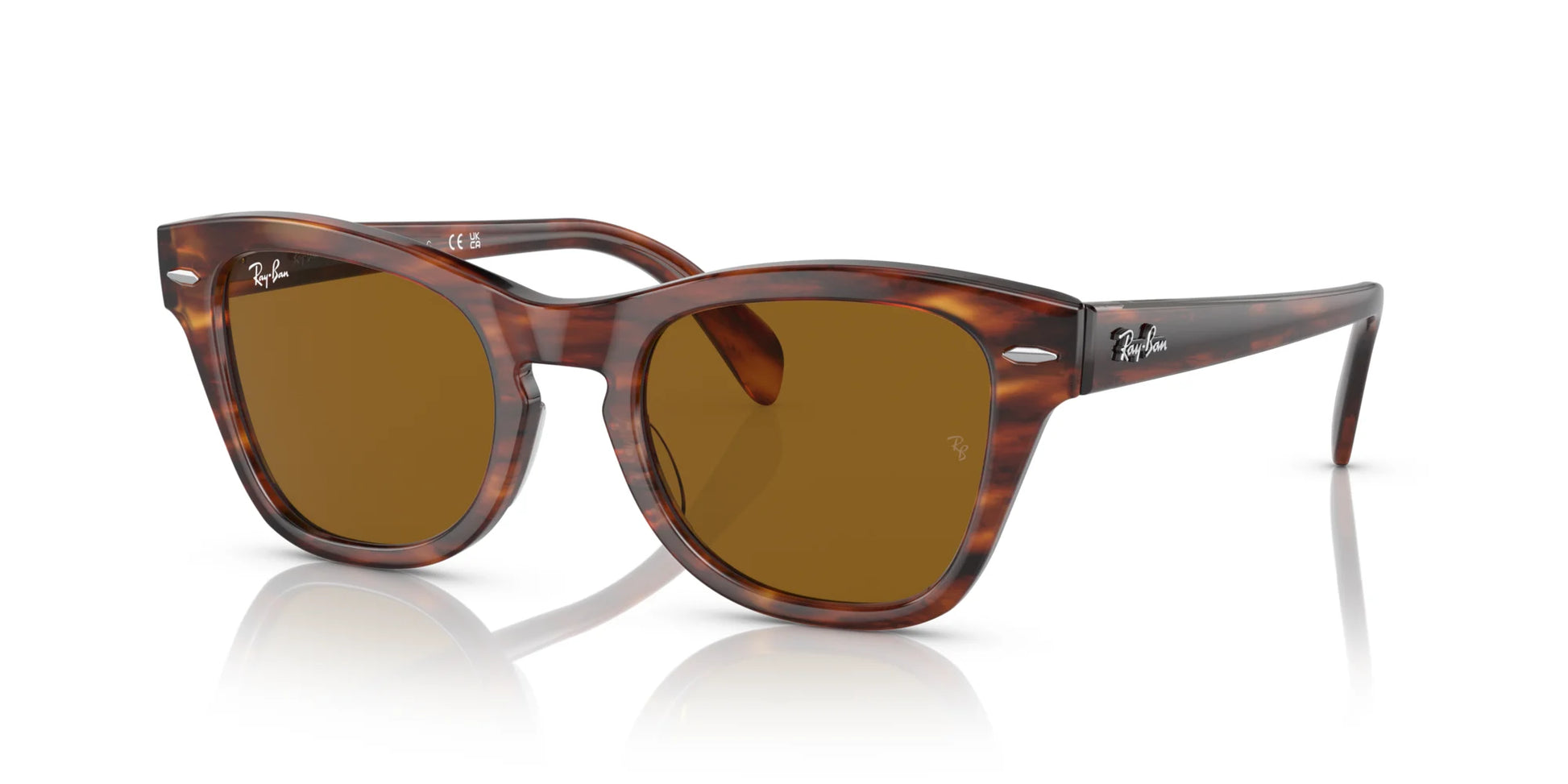 Ray-Ban RB0707S Sunglasses Striped Havana / Brown