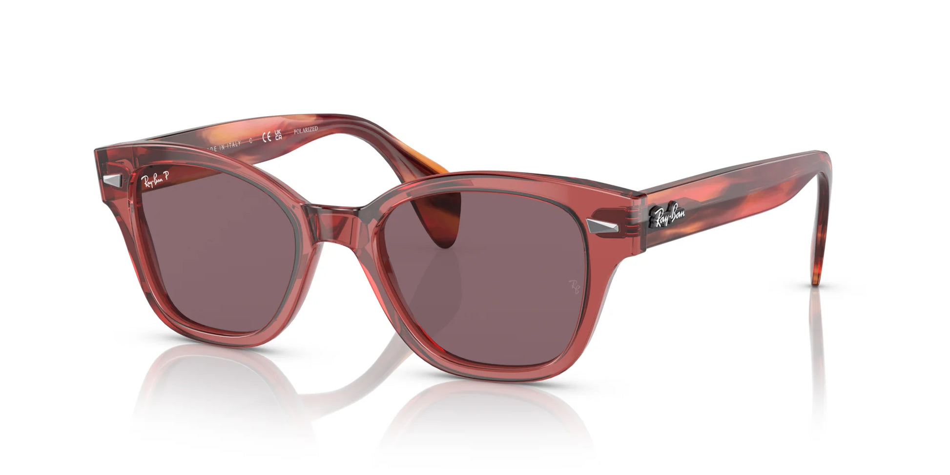 Ray-Ban RB0880S Sunglasses Transparent Pink / Dark Violet