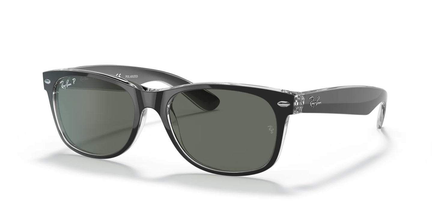 Ray-Ban NEW WAYFARER RB2132 Sunglasses Black On Transparent / Polarized Green Classic G-15