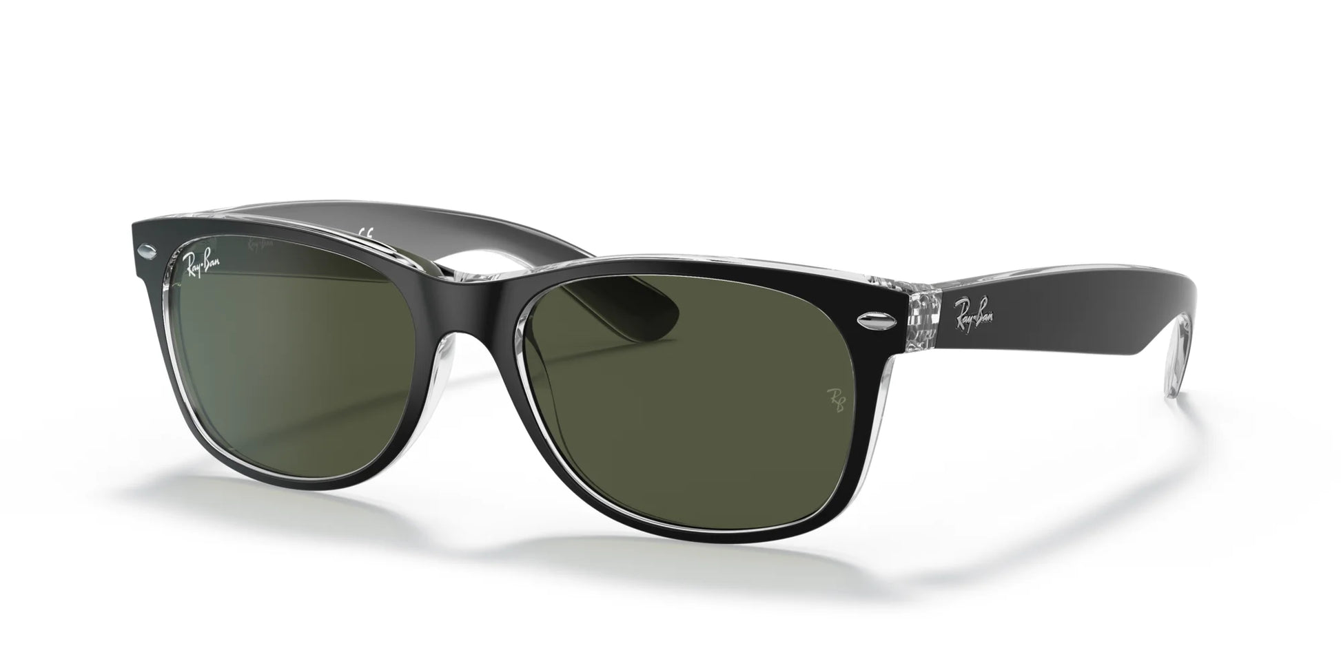 Ray-Ban NEW WAYFARER RB2132 Sunglasses Black On Transparent / Green