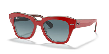 Ray-Ban STATE STREET RB2186 Sunglasses Red On Transparent Grey / Blue