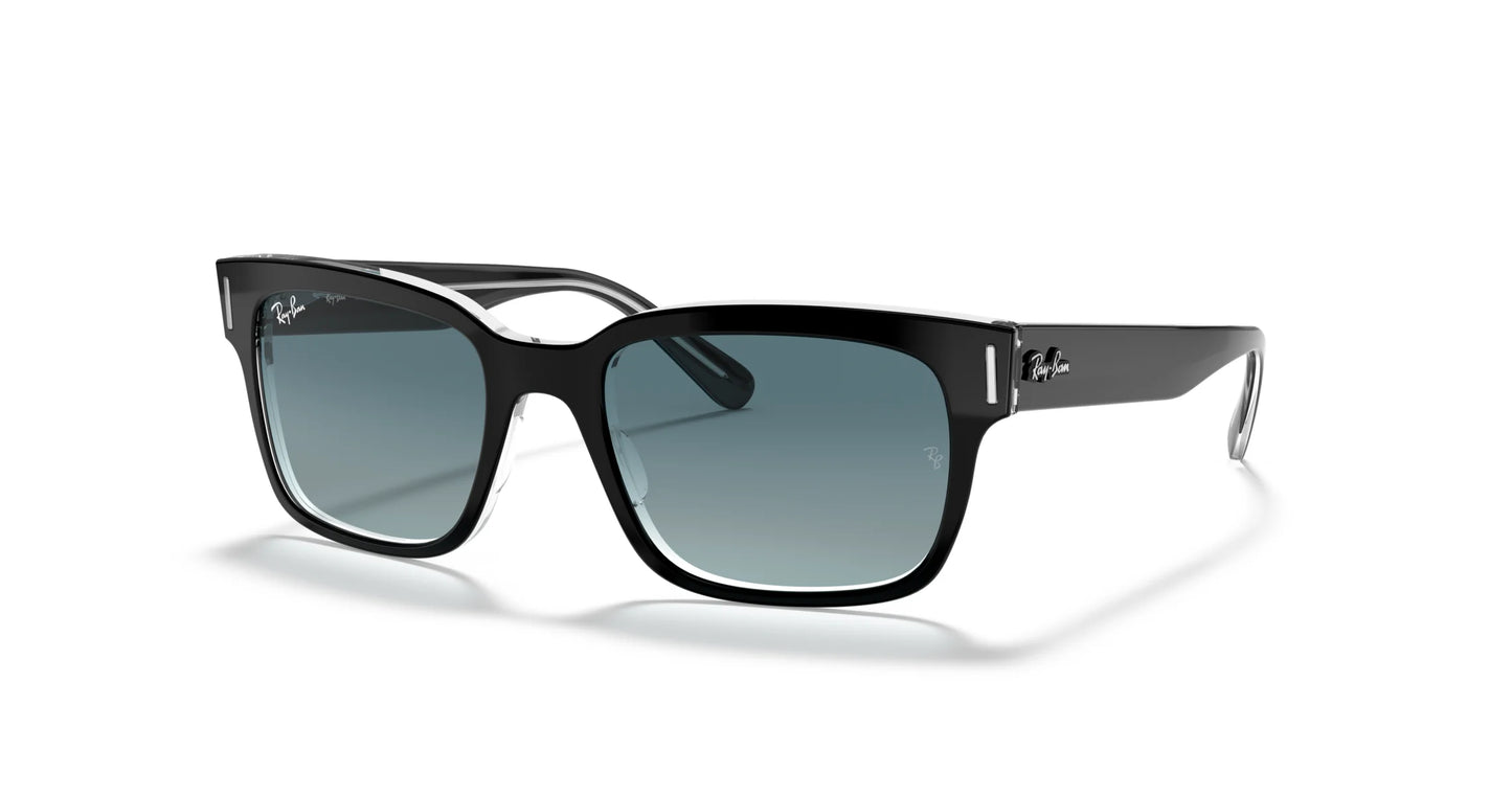 Ray-Ban JEFFREY RB2190 Sunglasses Black On Transparent / Blue Gradient Grey