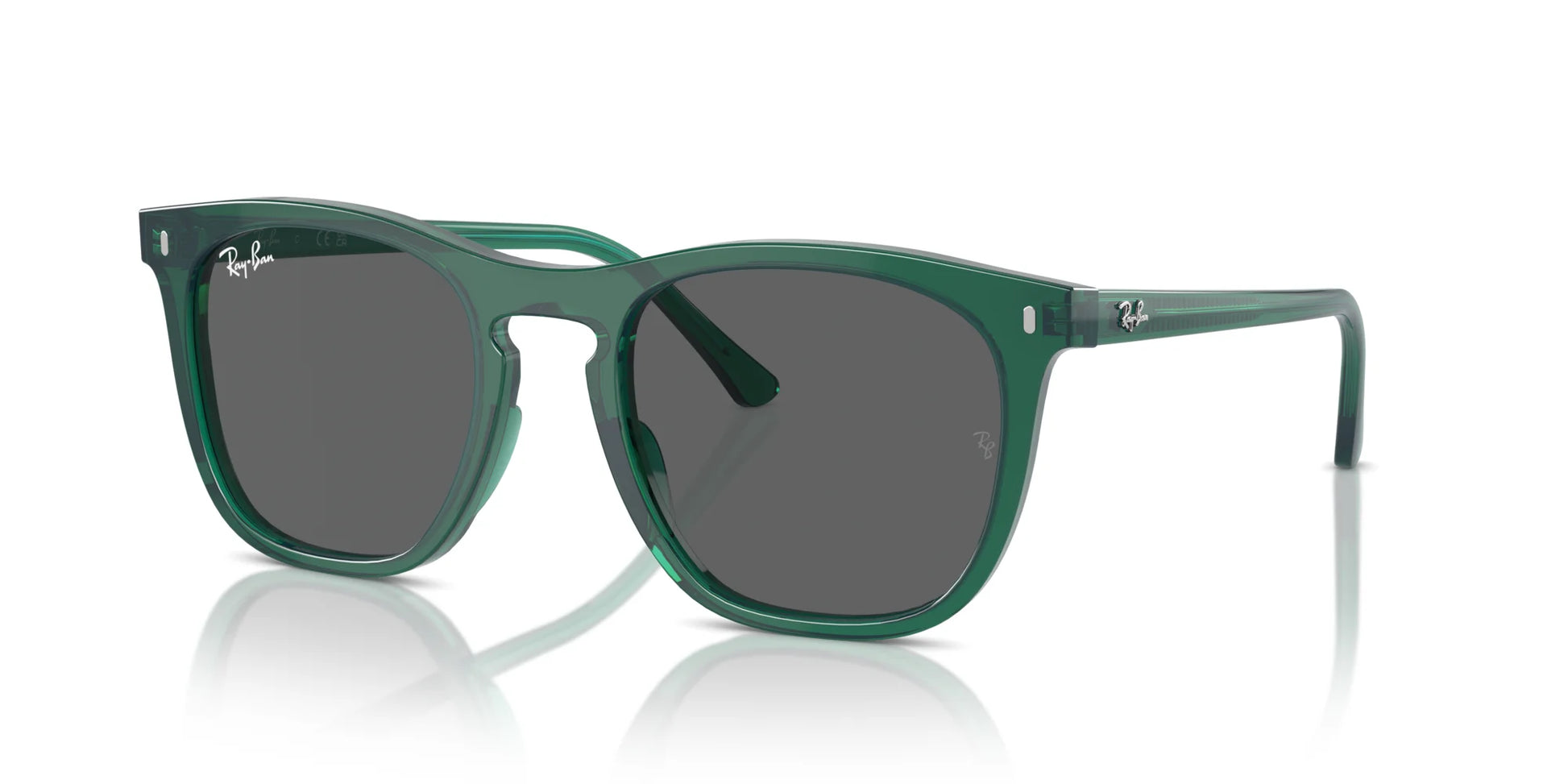 Ray-Ban RB2210F Sunglasses Transparent Green / Dark Grey