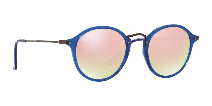Ray-Ban ROUND RB2447N Sunglasses | Size 49 / Transparent Blue №62547O / Copper Gradient Flash (3N 15%)