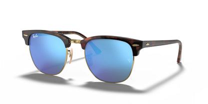 Ray-Ban CLUBMASTER RB3016 Sunglasses Havana On Gold / Blue Flash