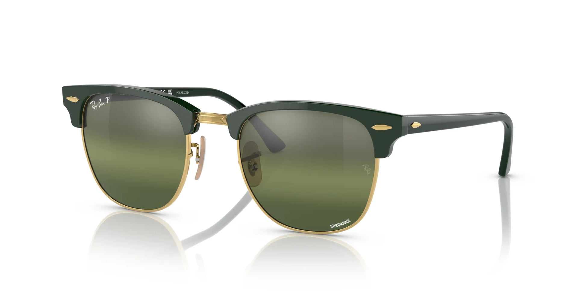 Ray-Ban CLUBMASTER RB3016 Sunglasses Green On Gold / Silver / Green