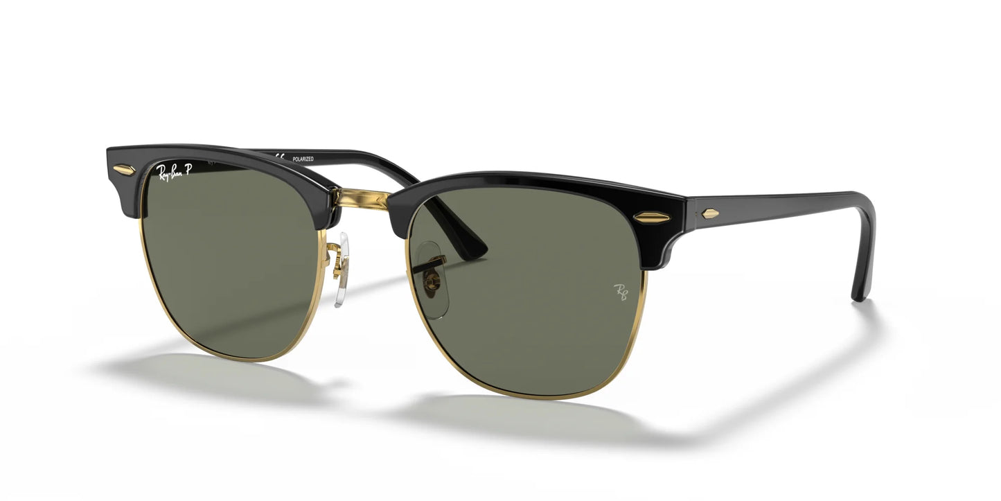 Ray-Ban CLUBMASTER RB3016 Sunglasses Black On Gold / Green