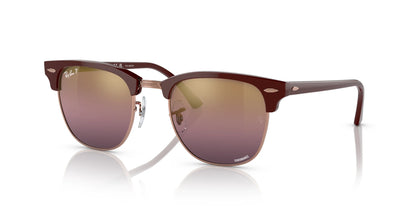 Ray-Ban CLUBMASTER RB3016F Sunglasses Bordeaux On Rose Gold / Gold / Red