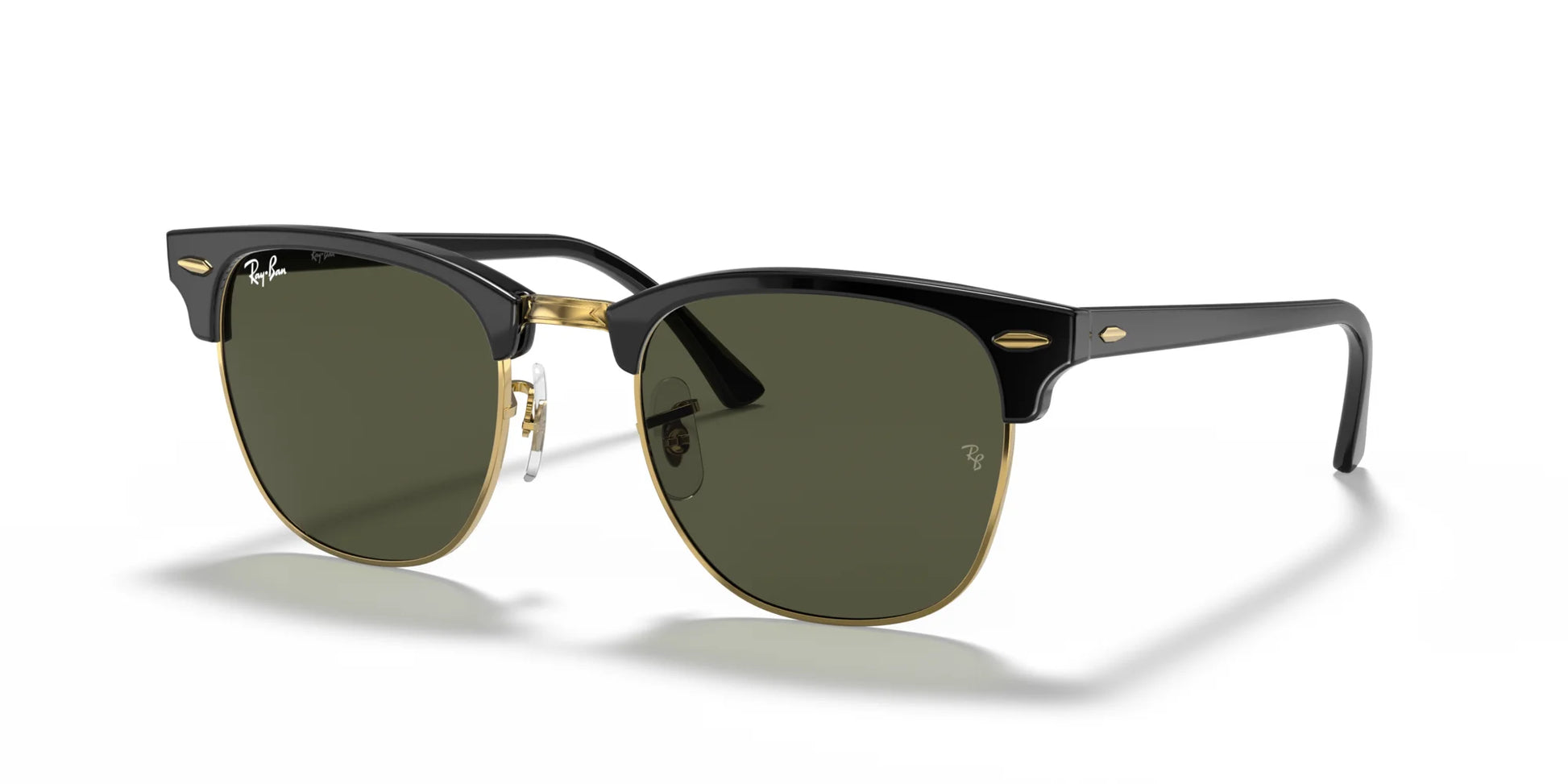 Ray-Ban CLUBMASTER RB3016F Sunglasses Black On Gold / Green