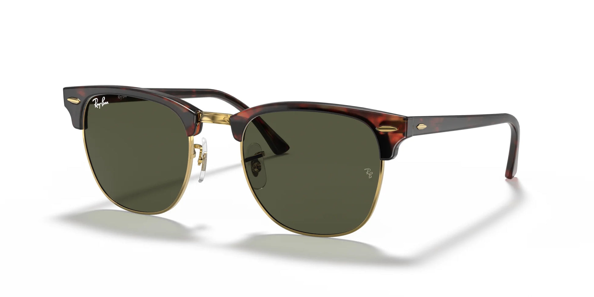 Ray-Ban CLUBMASTER RB3016F Sunglasses Tortoise On Gold / Green