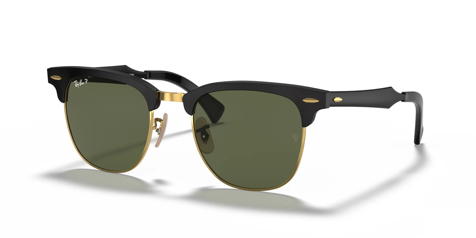 Ray-Ban CLUBMASTER ALUMINUM RB3507 Sunglasses Black On Gold / Green