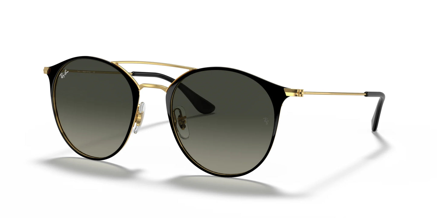 Ray-Ban RB3546 Sunglasses Black On Gold / Grey Gradient