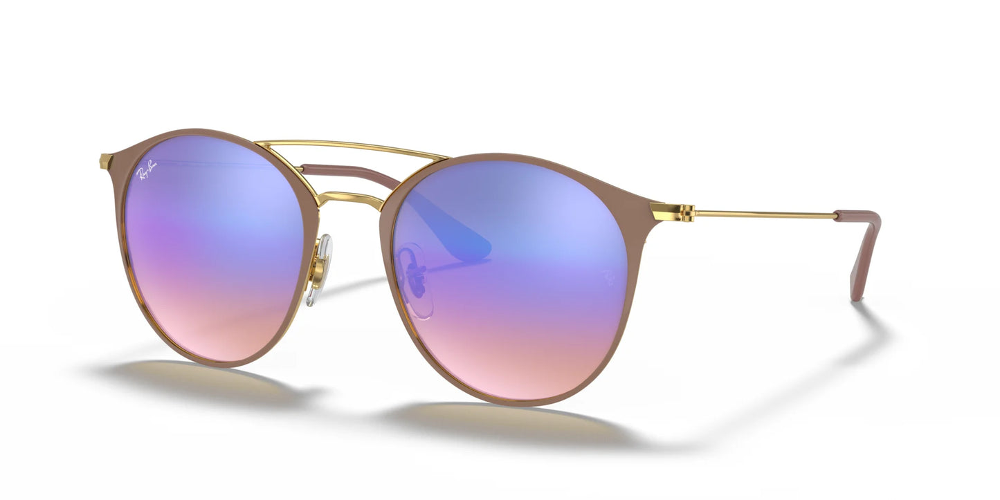 Ray-Ban RB3546 Sunglasses Beige On Gold / Blue Flash