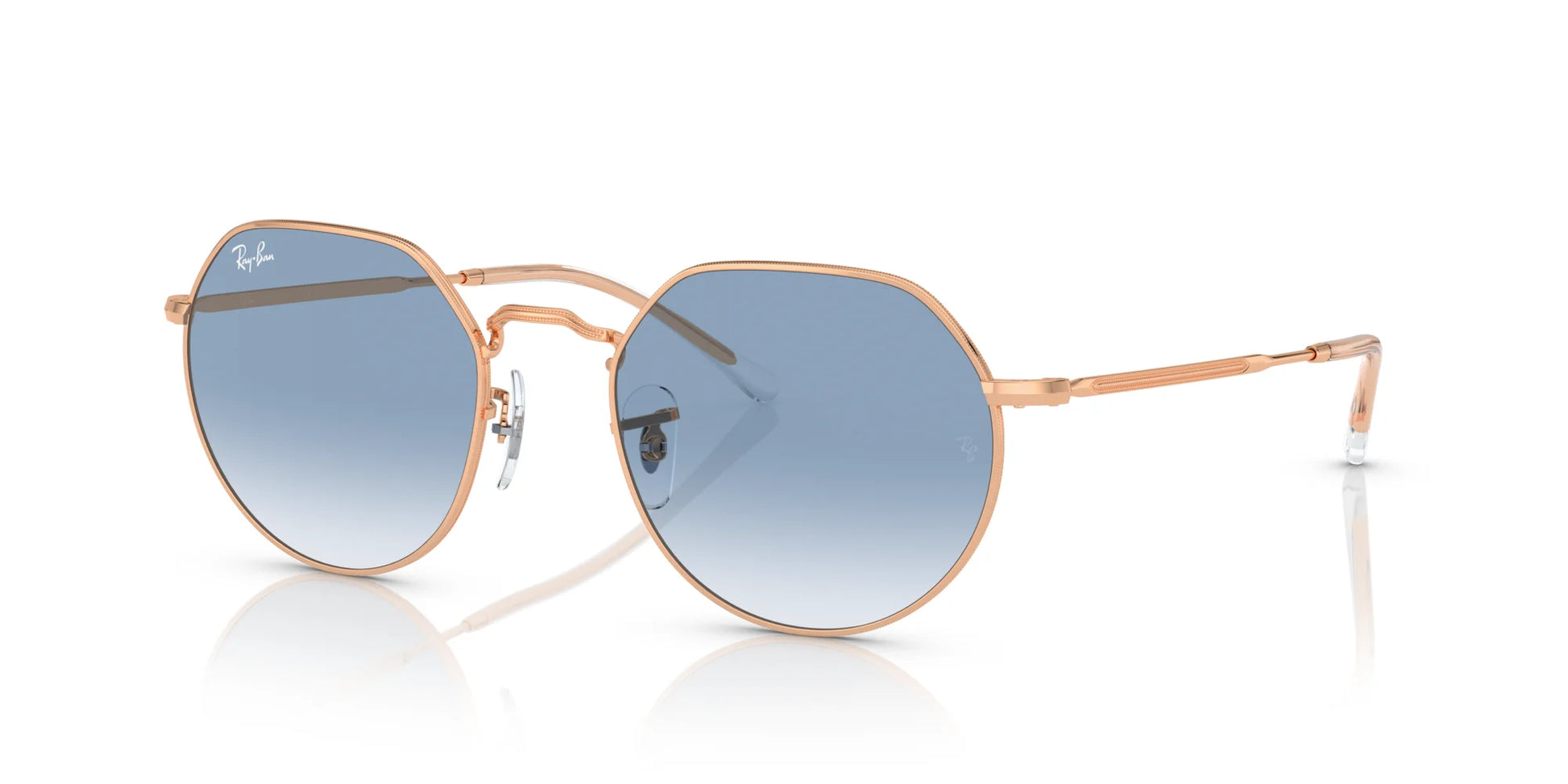 Ray-Ban JACK RB3565 Sunglasses Rose Gold / Clear & Blue