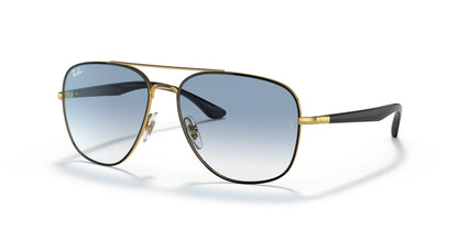Ray-Ban RB3683 Sunglasses Black On Gold / Blue
