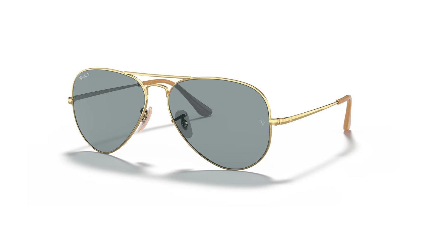 Ray-Ban AVIATOR METAL II RB3689 Sunglasses Gold / Light Blue (Polarized)